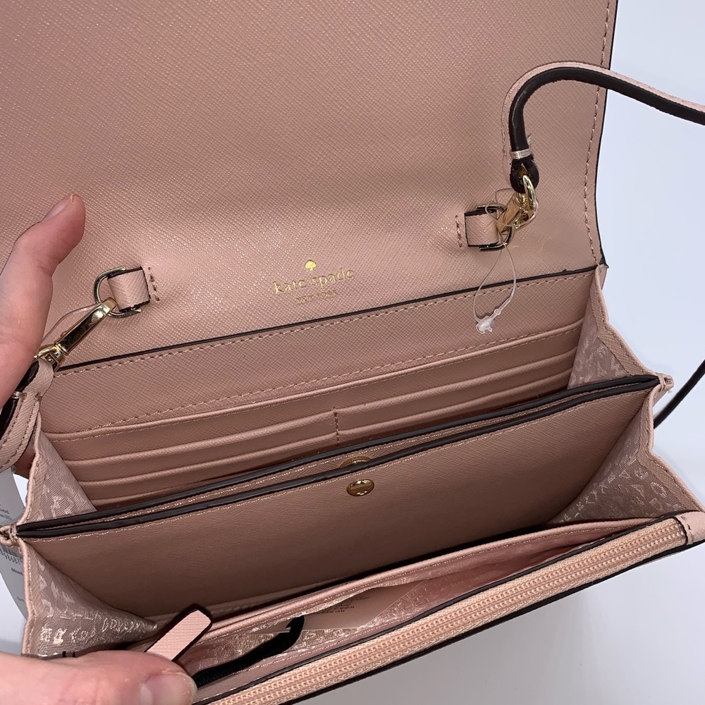 Kate Spade ♠️ Soft Pink Jeweled Crossbody Wallet - Picture 5 of 8